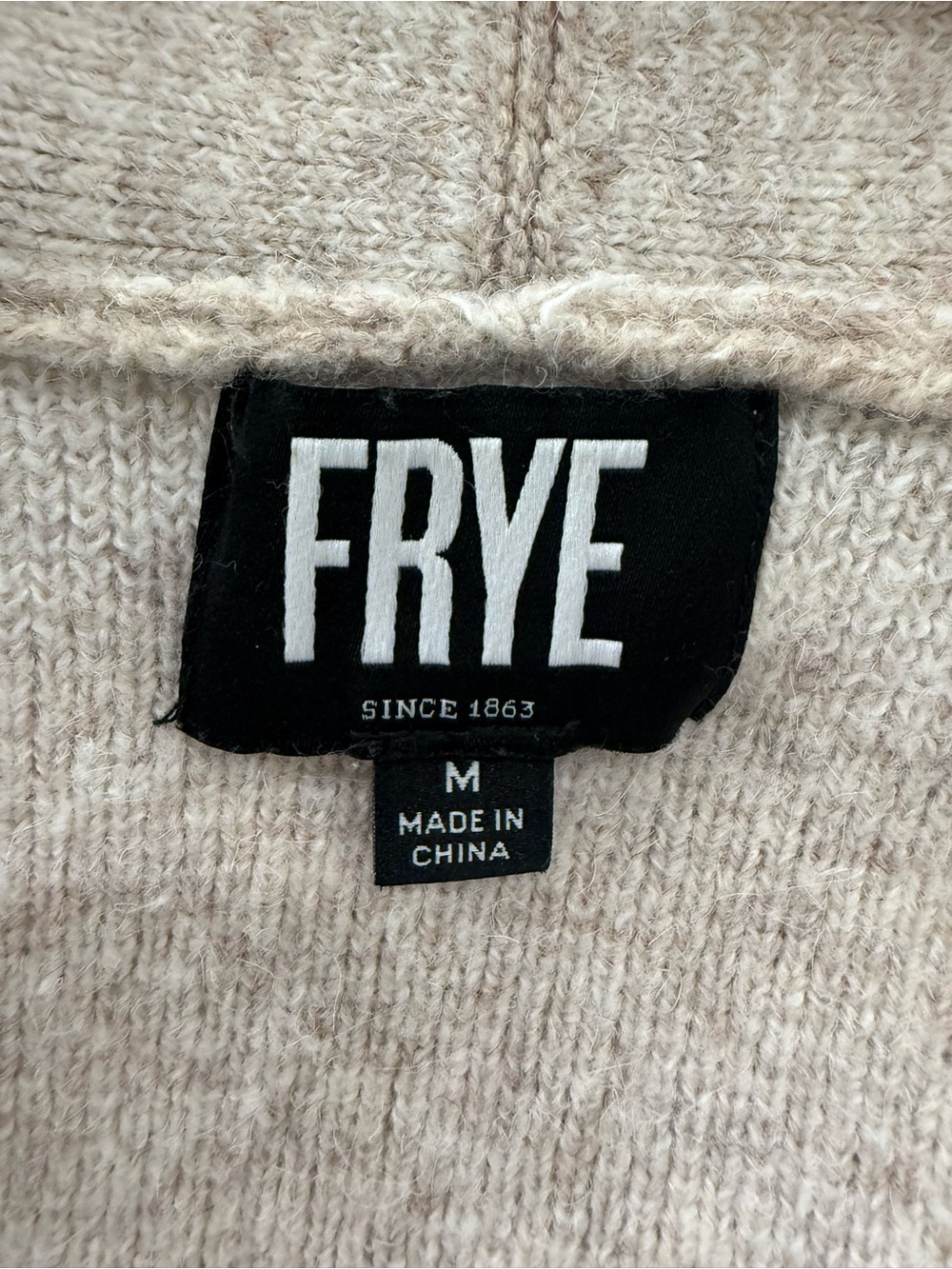 Frye Cozy Cardigan Sweater, Beige White Geometric Aztec Southwest Open Front M - Picture 4 of 5